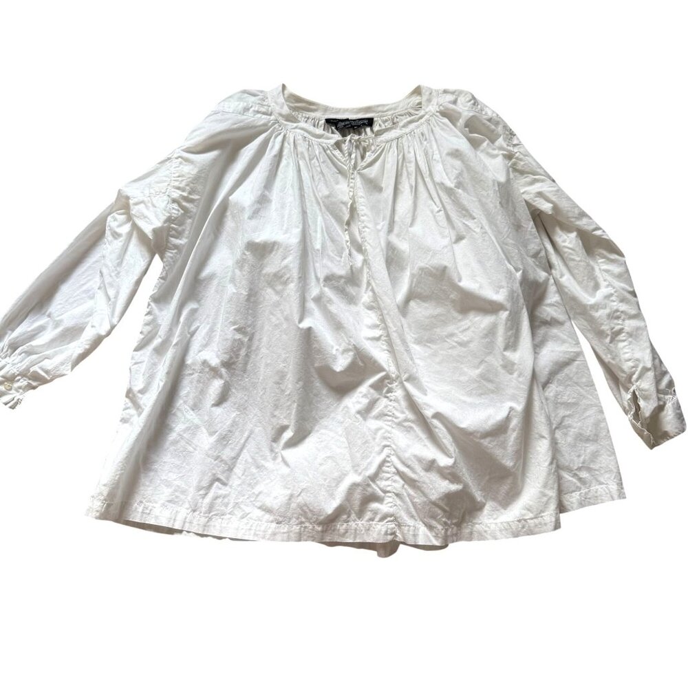 The J. Peterman Company 100% Cotton Peasant Blouse Top Women's Size M/L White